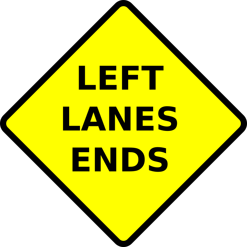 caution-left lane ends