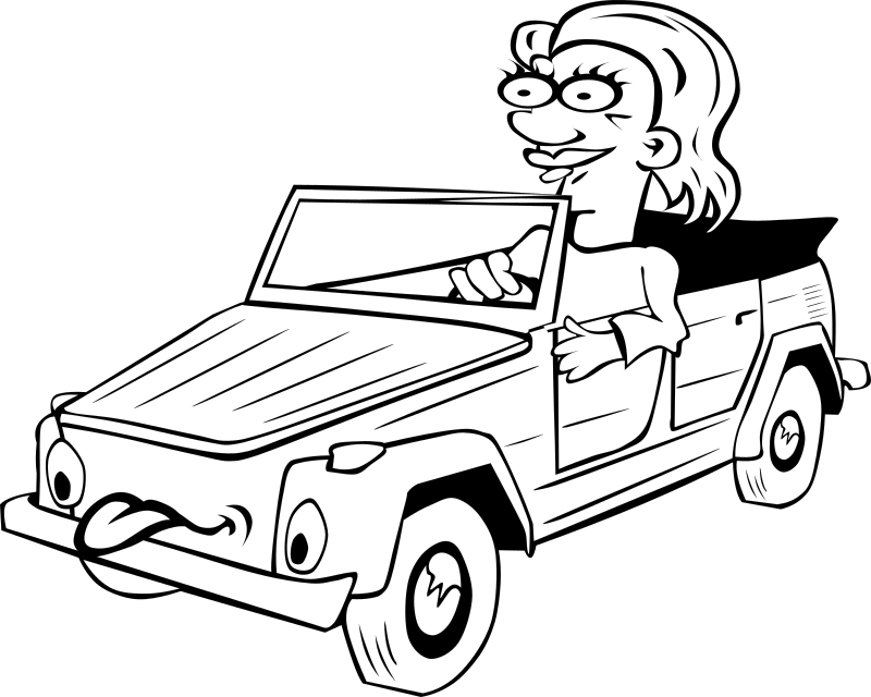 G Girl Driving Car Cartoon 1