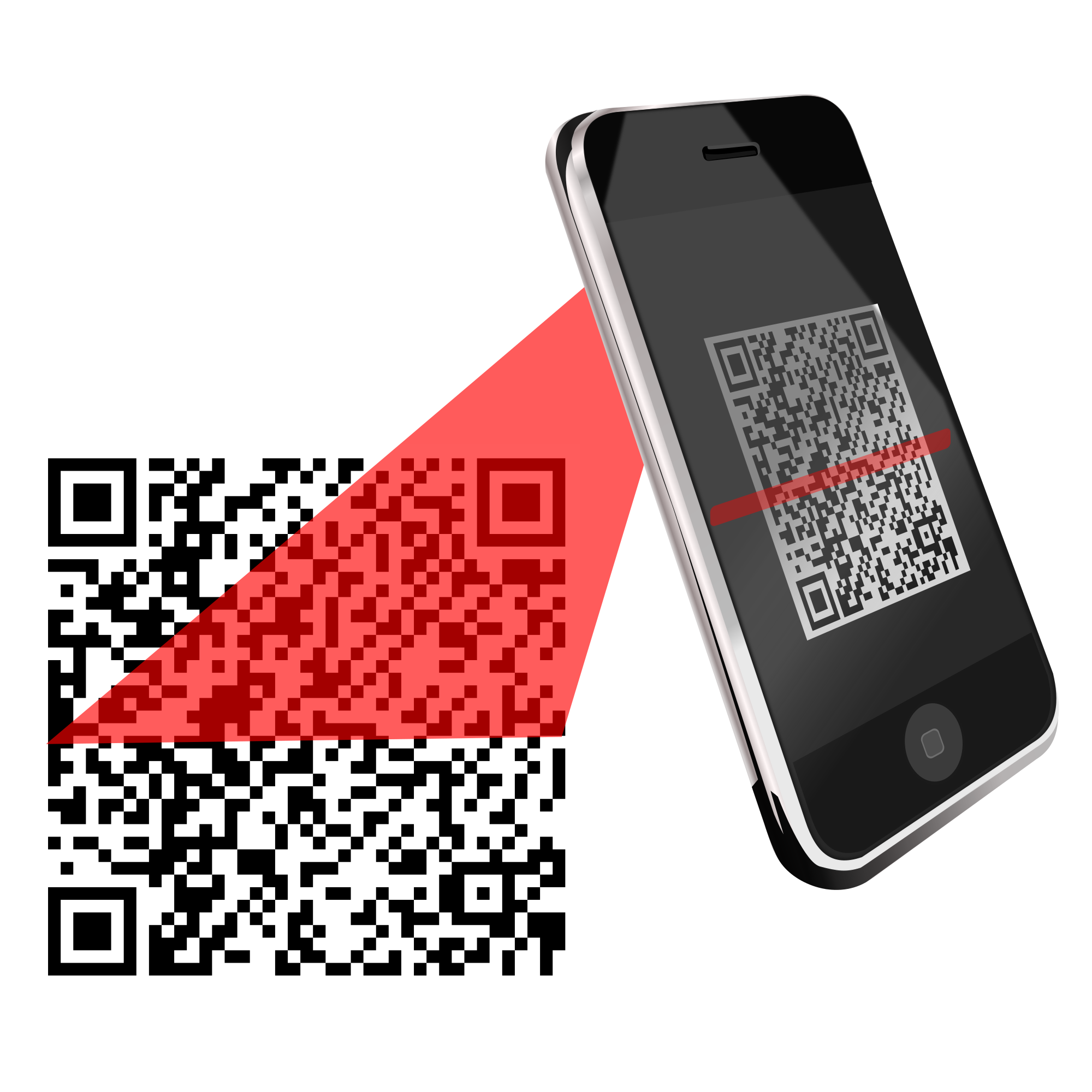 3d orange mobile phone or smartphone with store front, barcode, qr