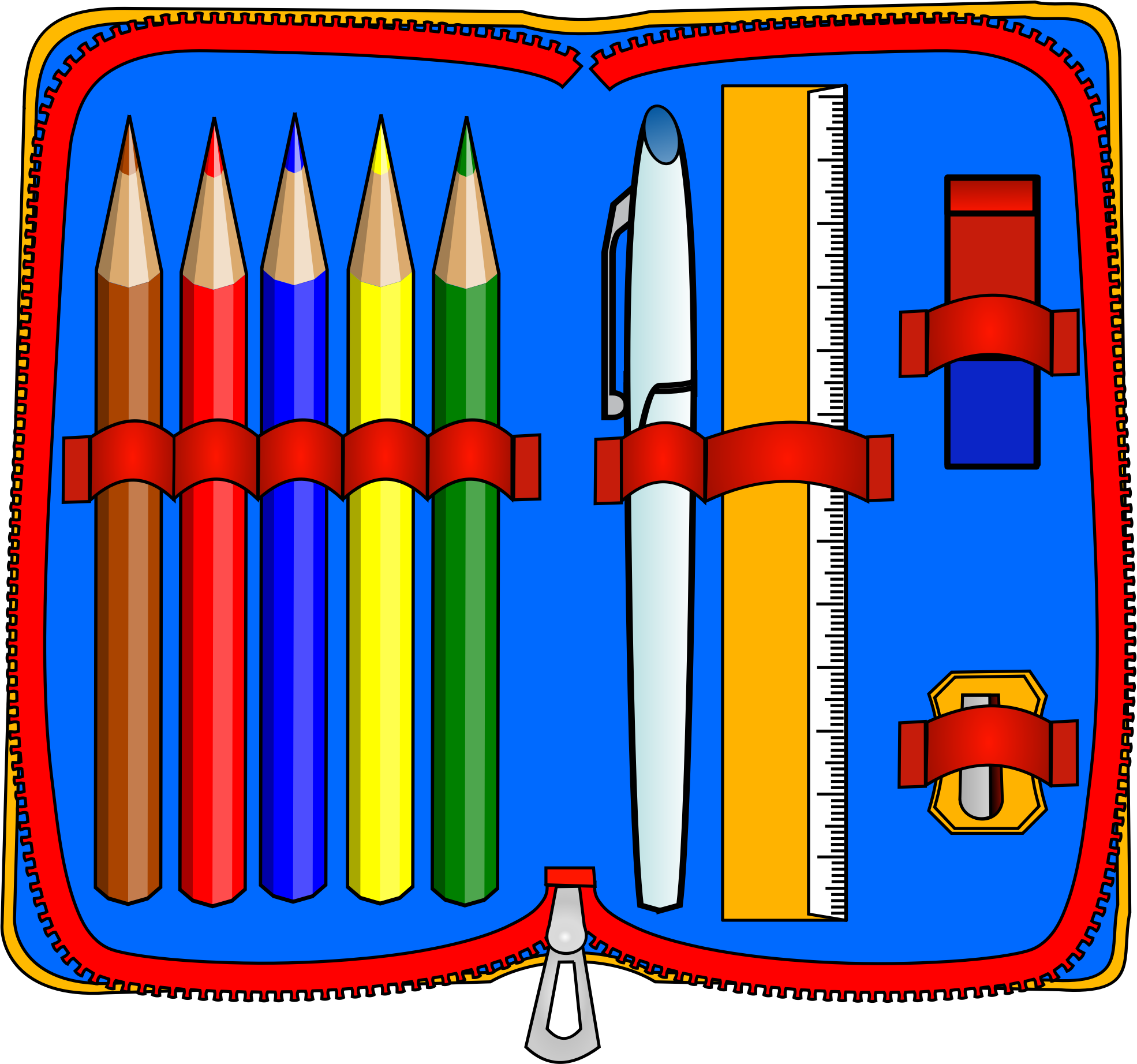 Pencil Case With School Supplies Stock Photo - Download Image Now