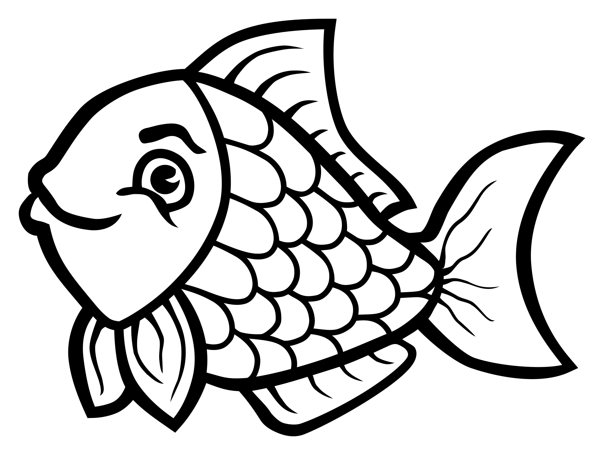 fish - lineart - Openclipart