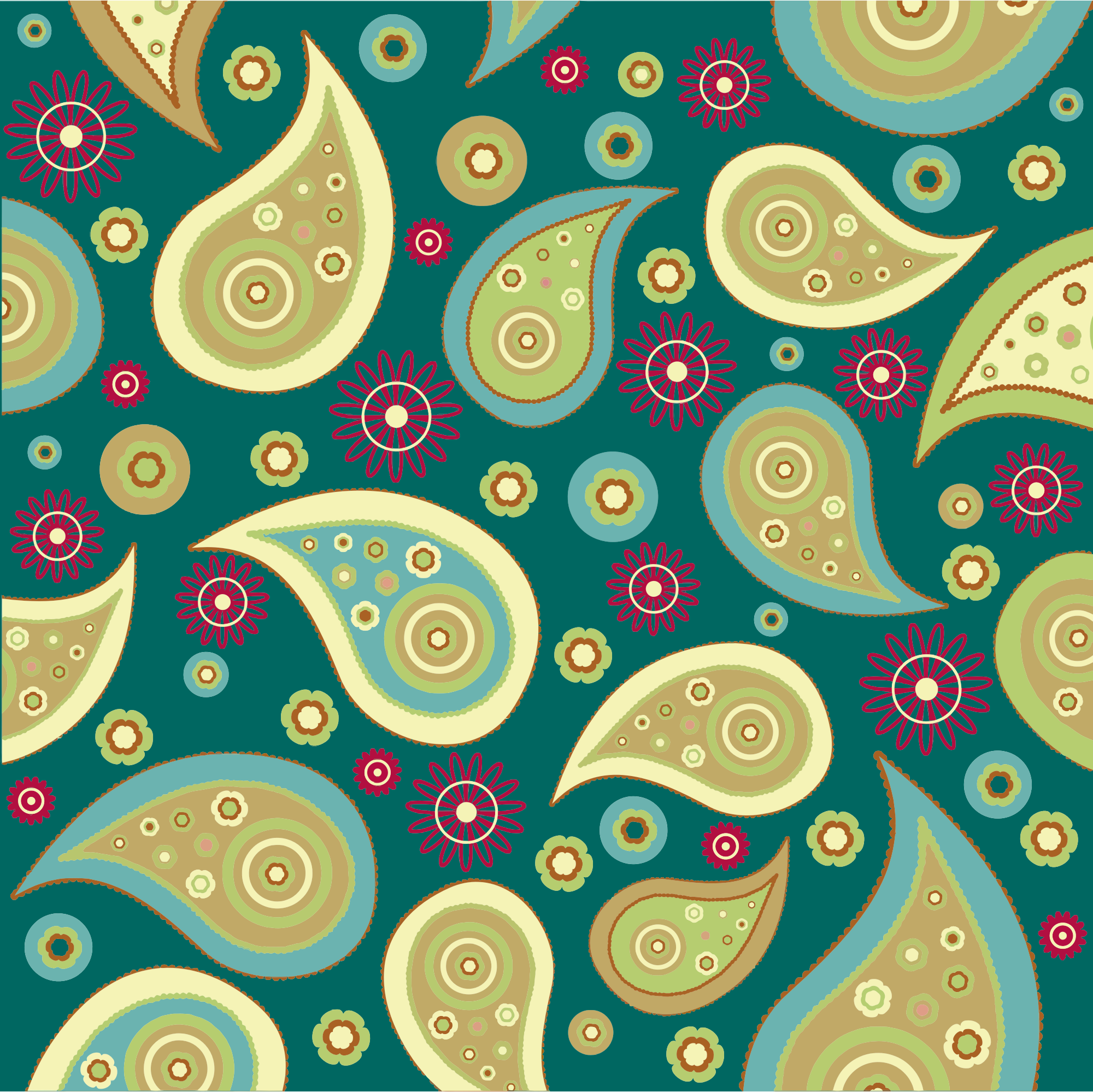 green paisley background