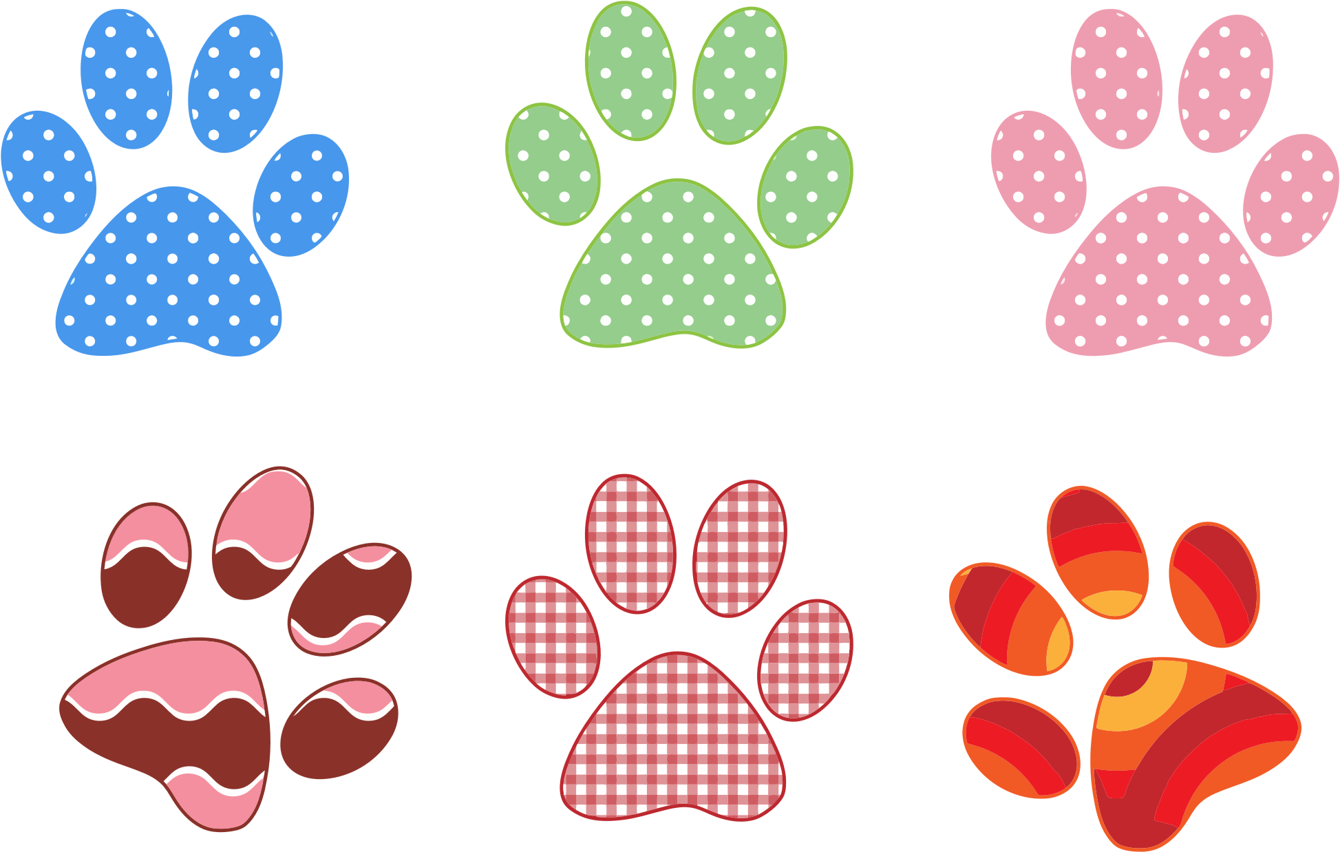 colorful paw prints clip art