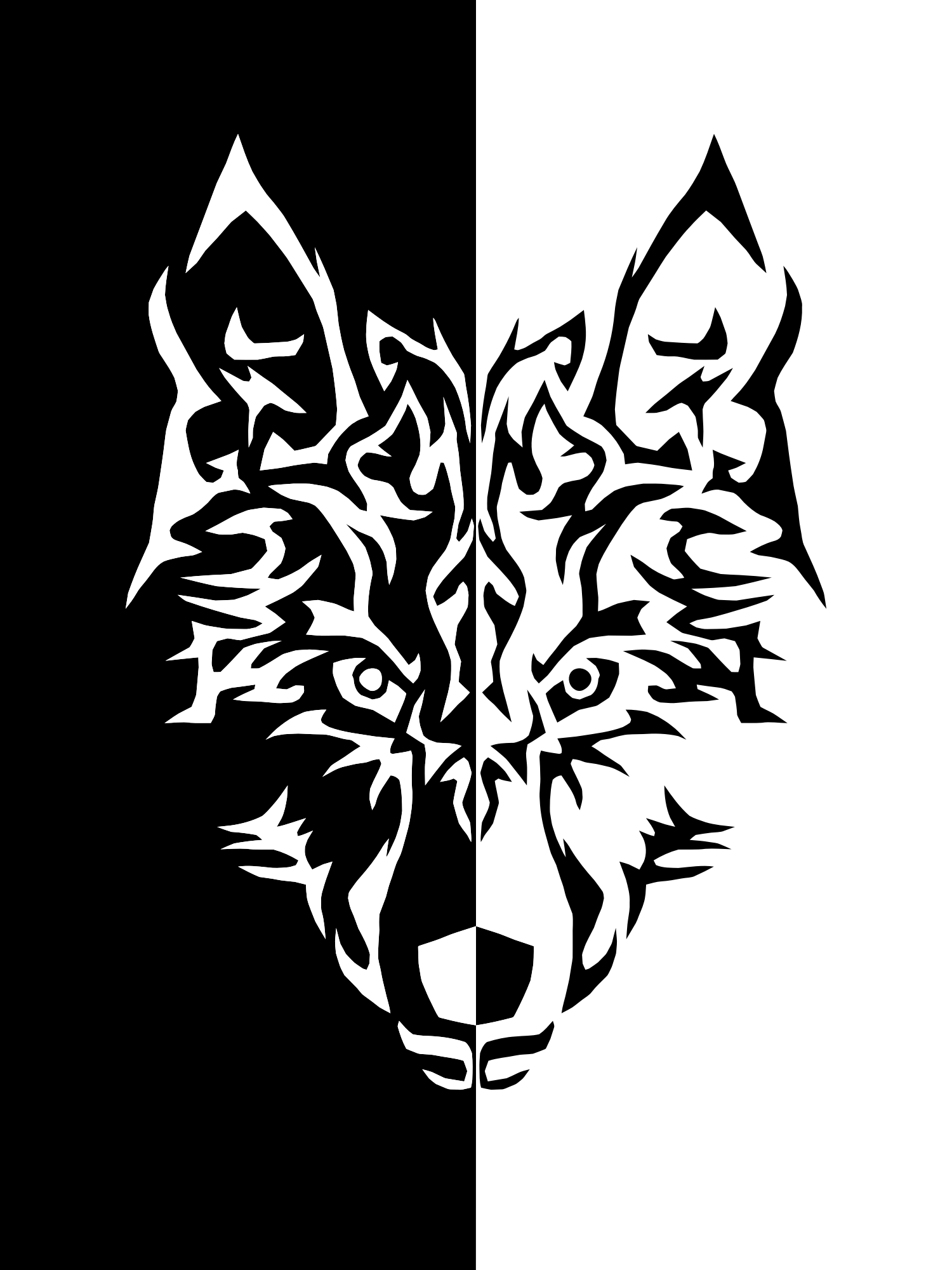 Half black half white wolf best sale