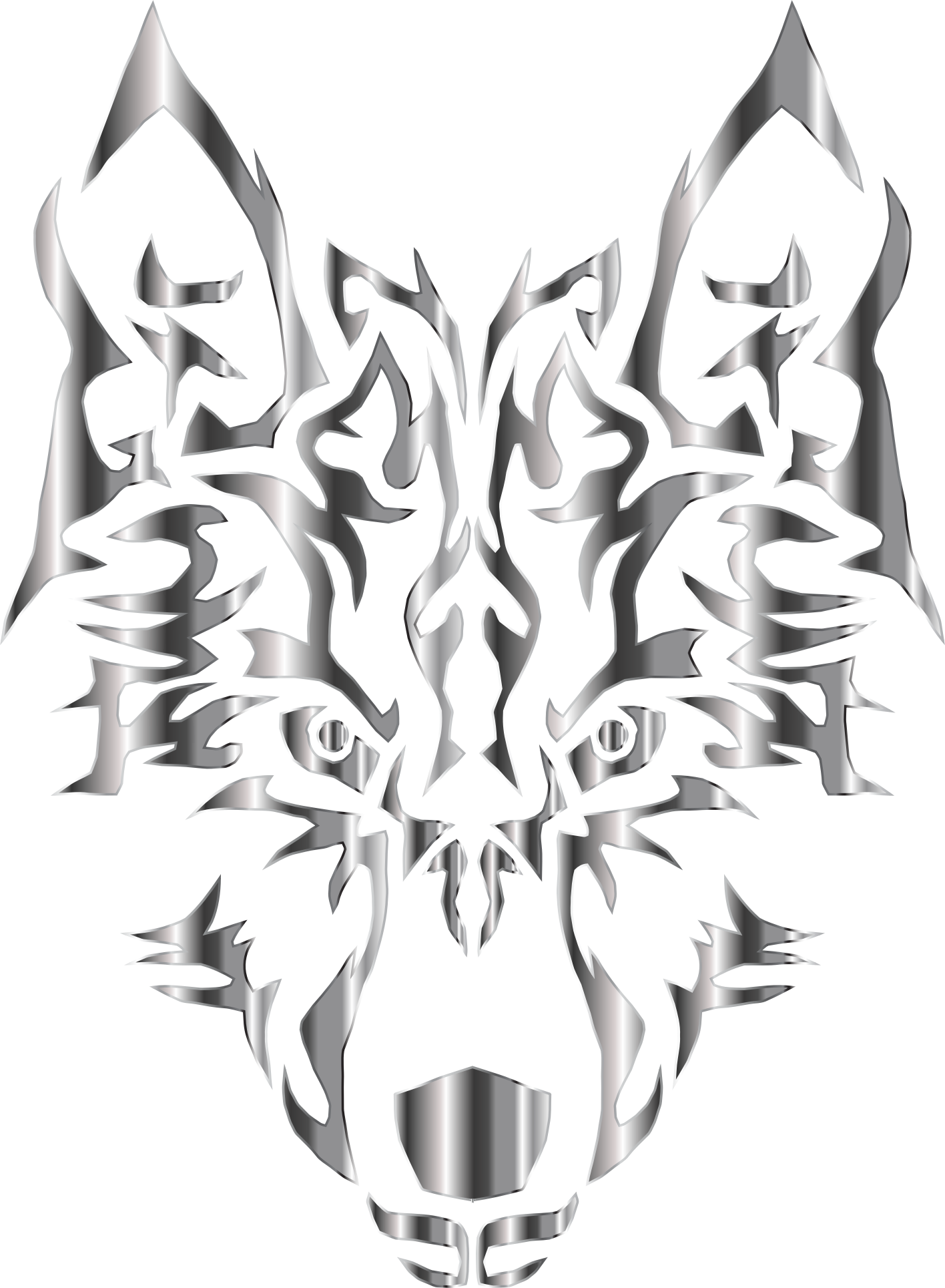 Wolf and symmetric tribals Royalty Free Vector Image