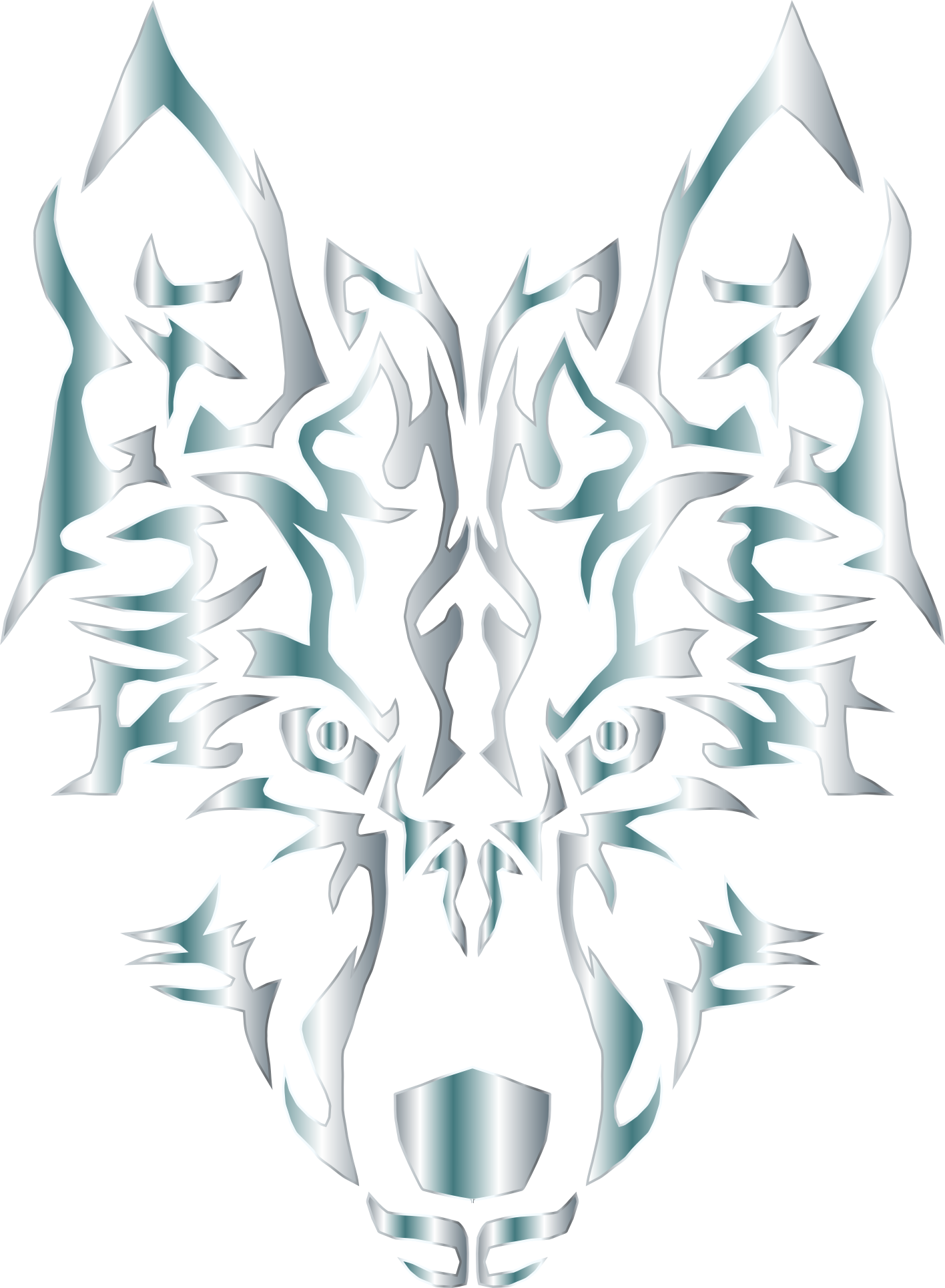 Wolf and symmetric tribals Royalty Free Vector Image