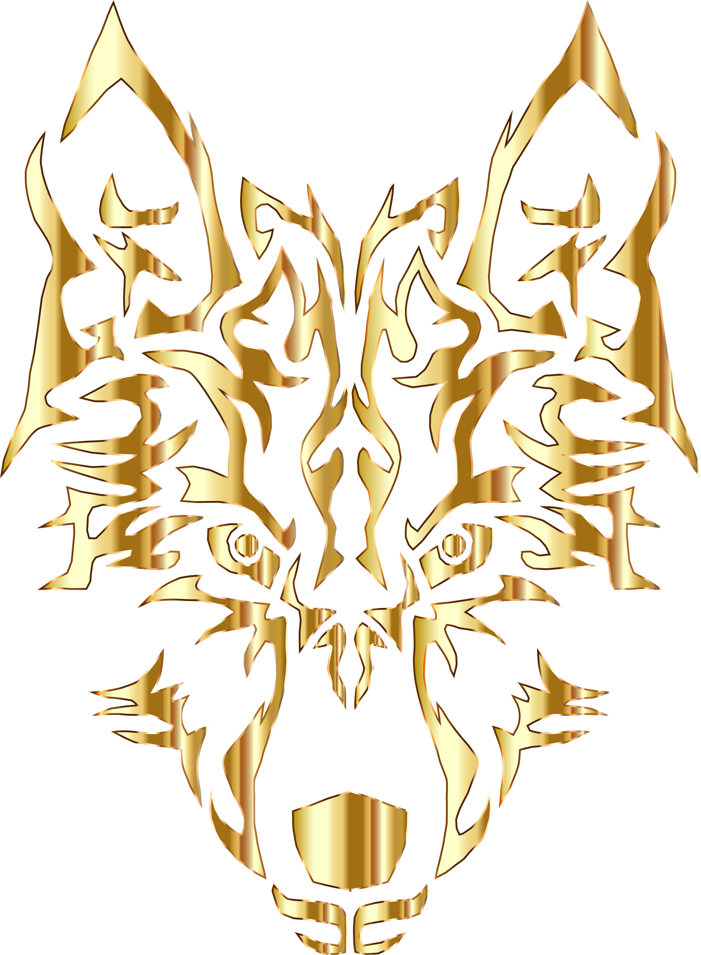 Wolf and symmetric tribals Royalty Free Vector Image