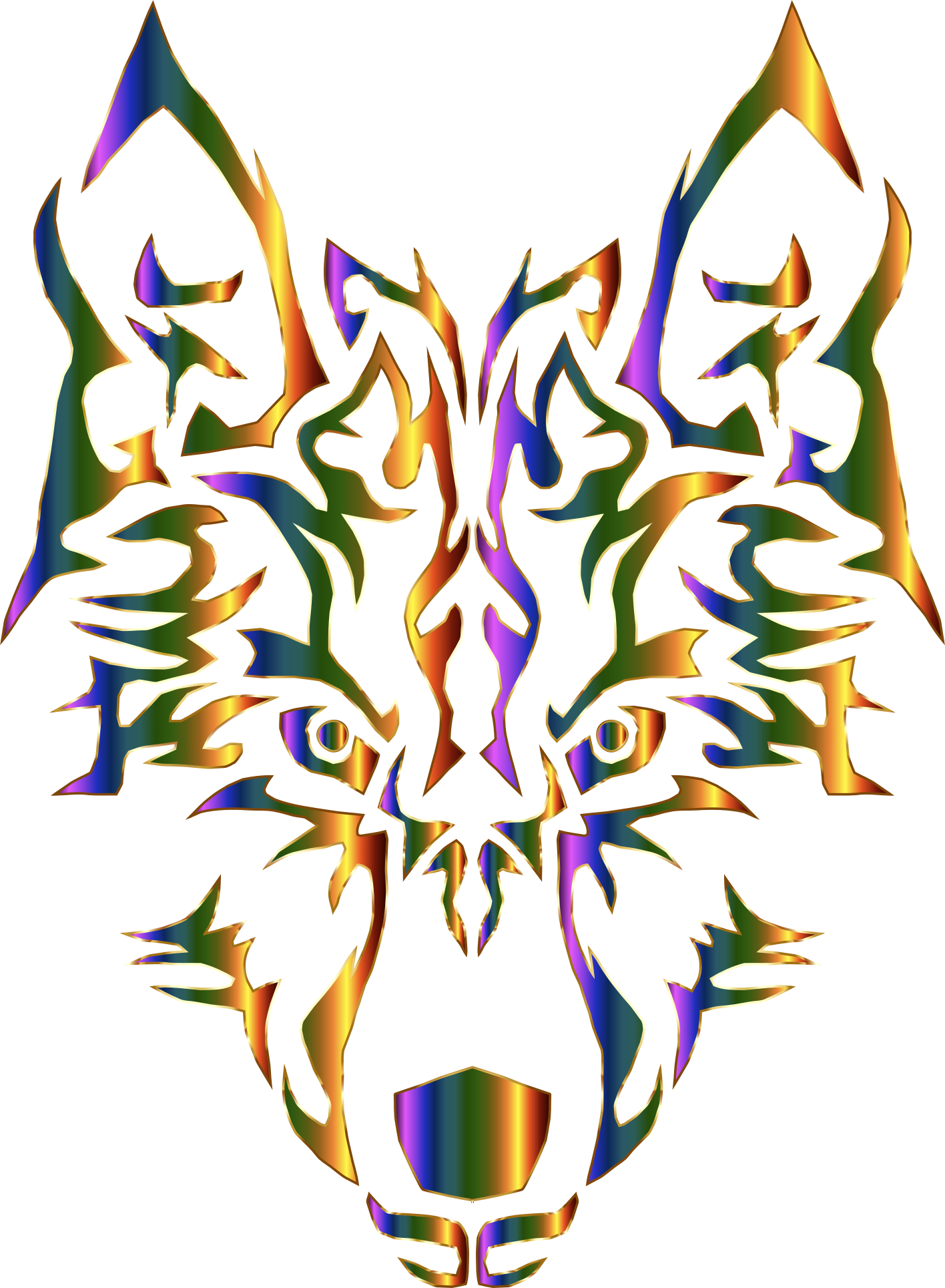 Wolf and symmetric tribals Royalty Free Vector Image