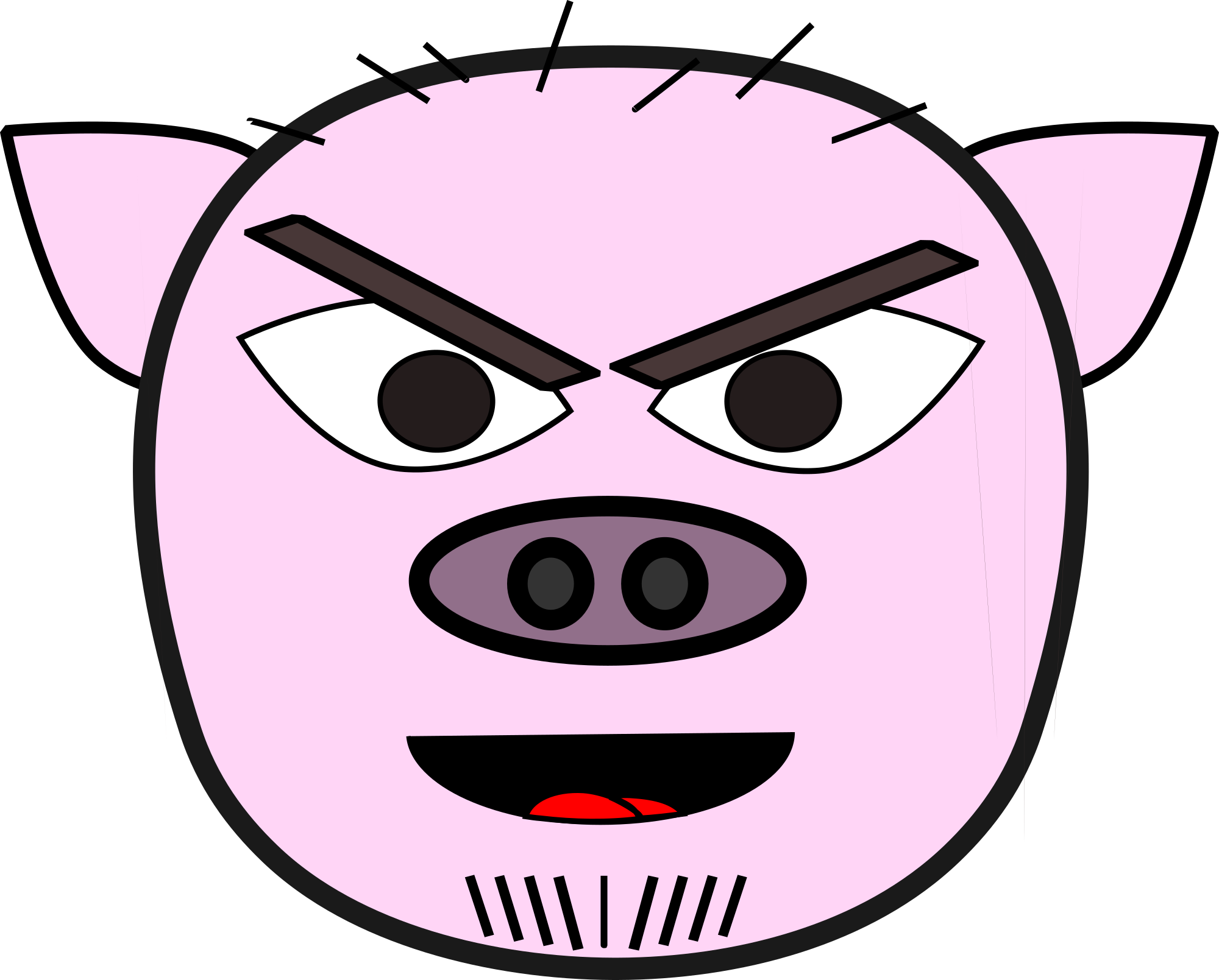 mean pig face cartoon