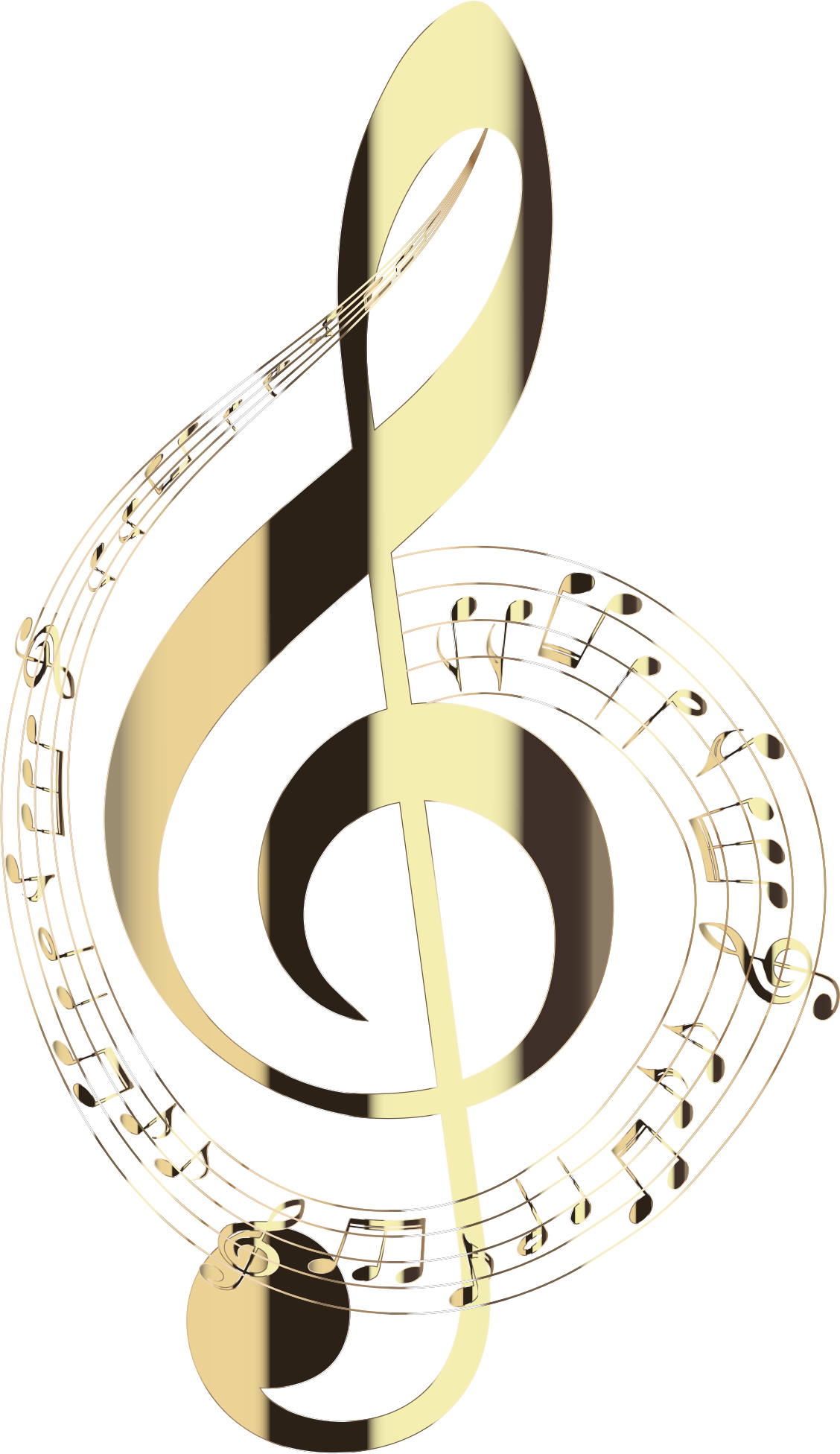 Polished Brass Musical Notes Typography No Background - Openclipart