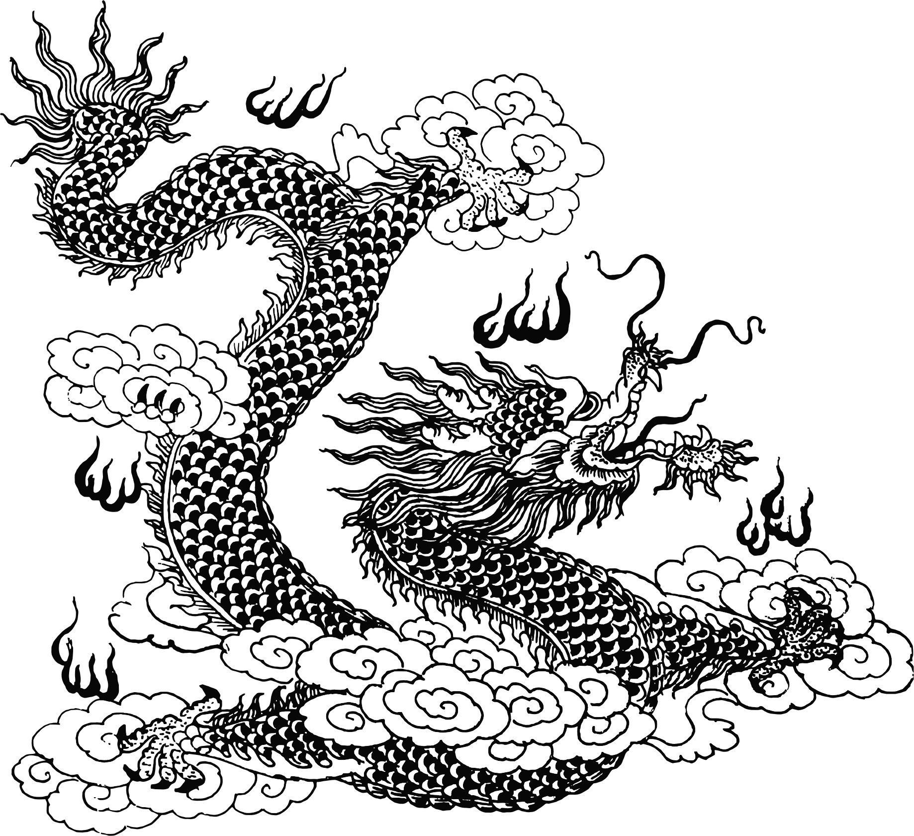 japanese dragon line drawing