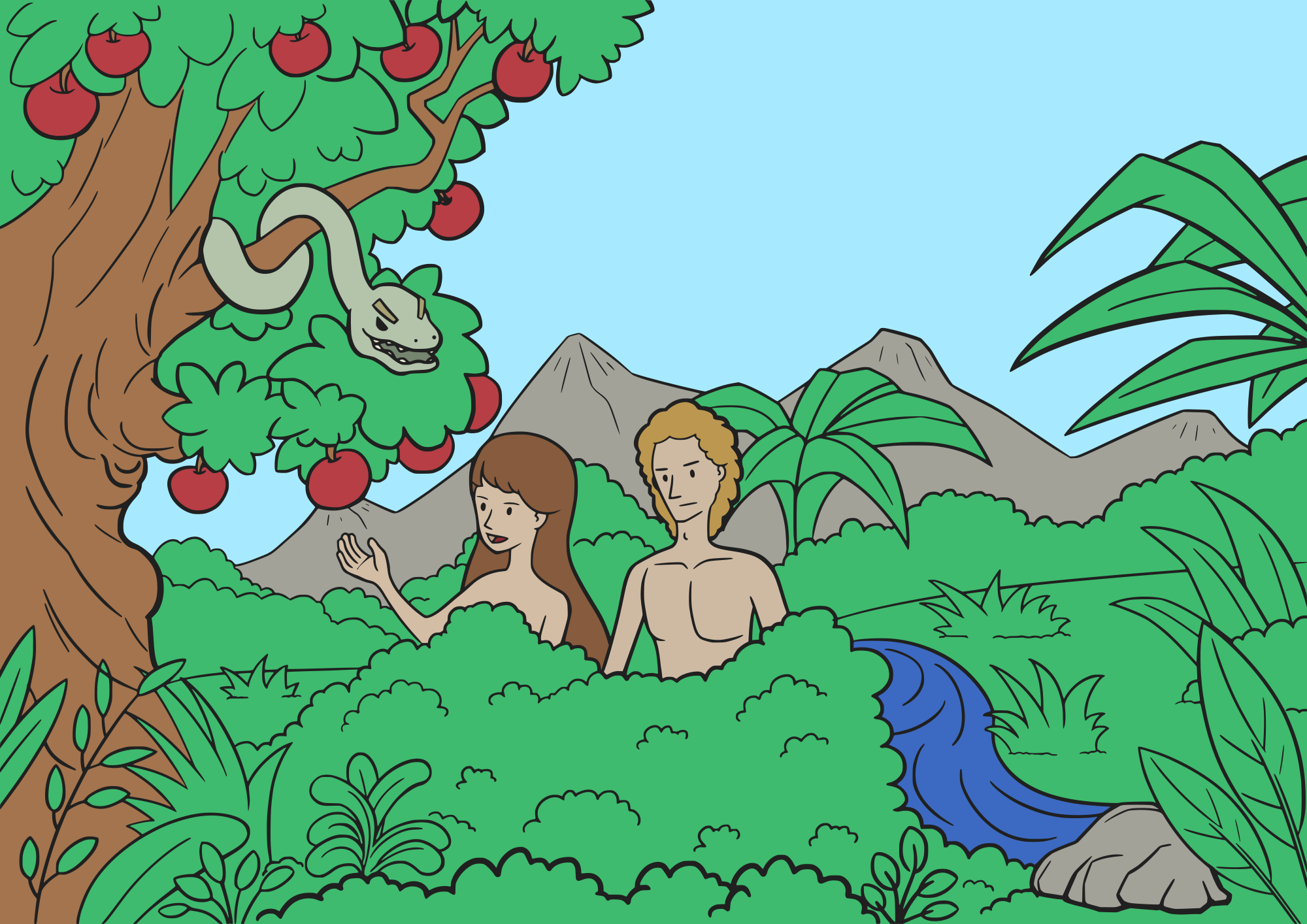 Adam And Eve Colour Openclipart