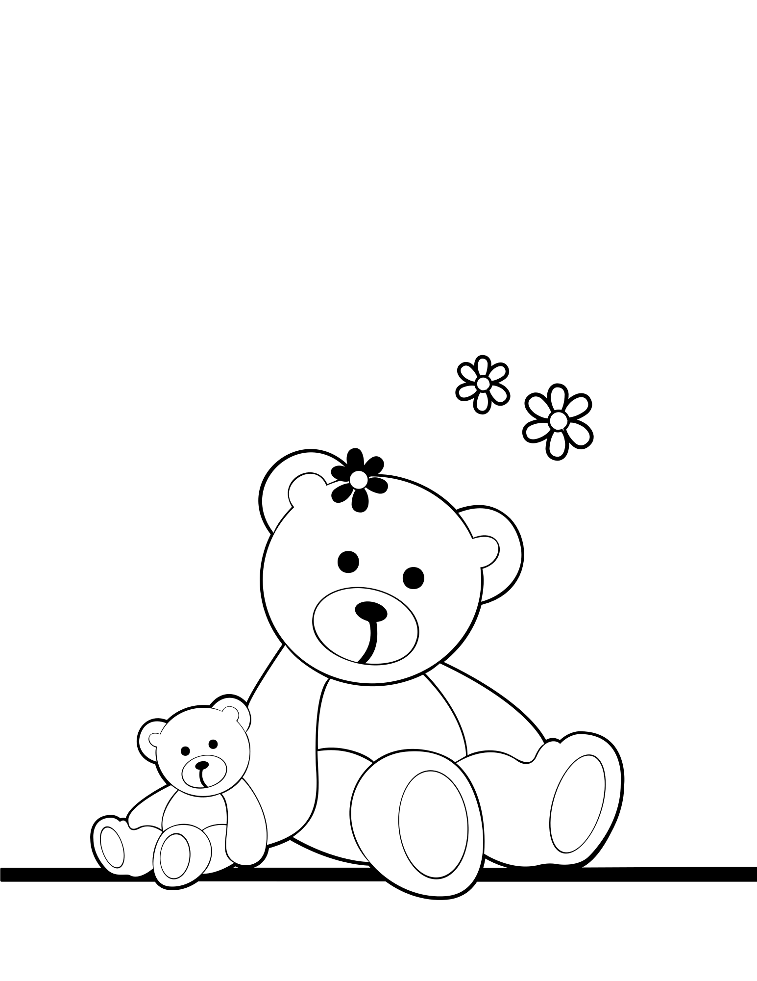 Coloring get well soon teddy bear card - Openclipart