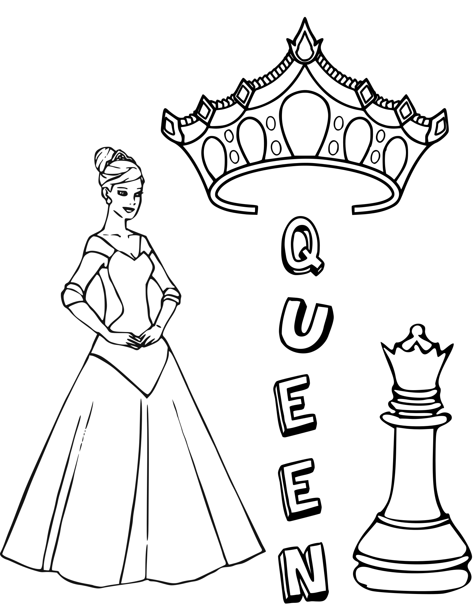 Chess coloring book / Dibujo Ajedrez para colorear -10- - Openclipart