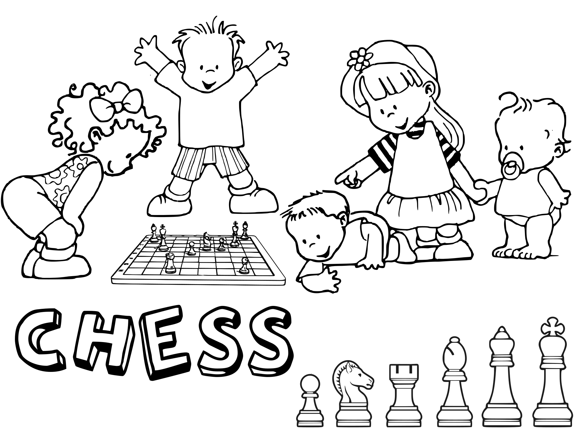 Chess coloring book / Dibujo Ajedrez para colorear -10- - Openclipart