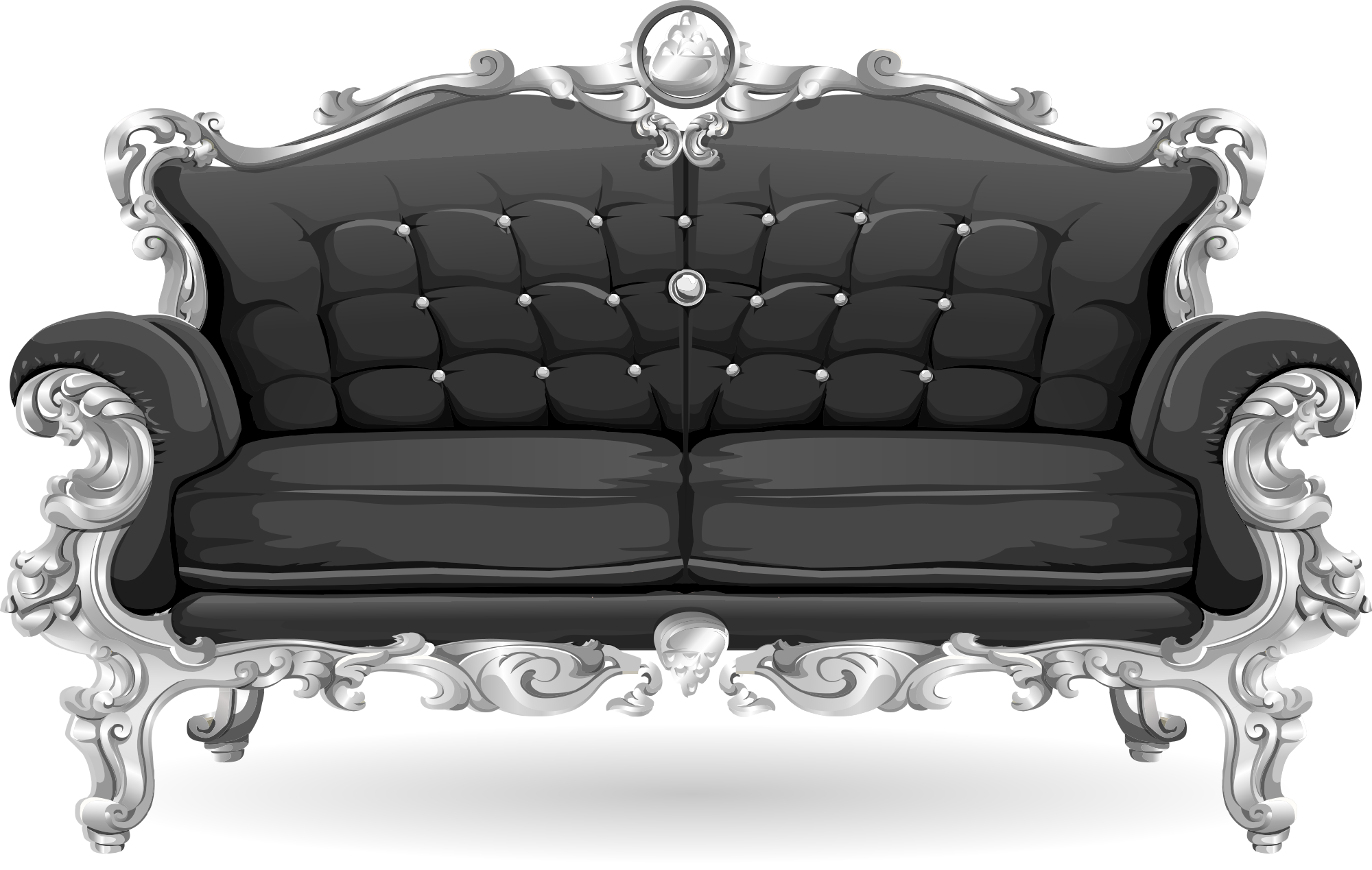 Baroque Sofa in Black PNG by Yagellonica on DeviantArt