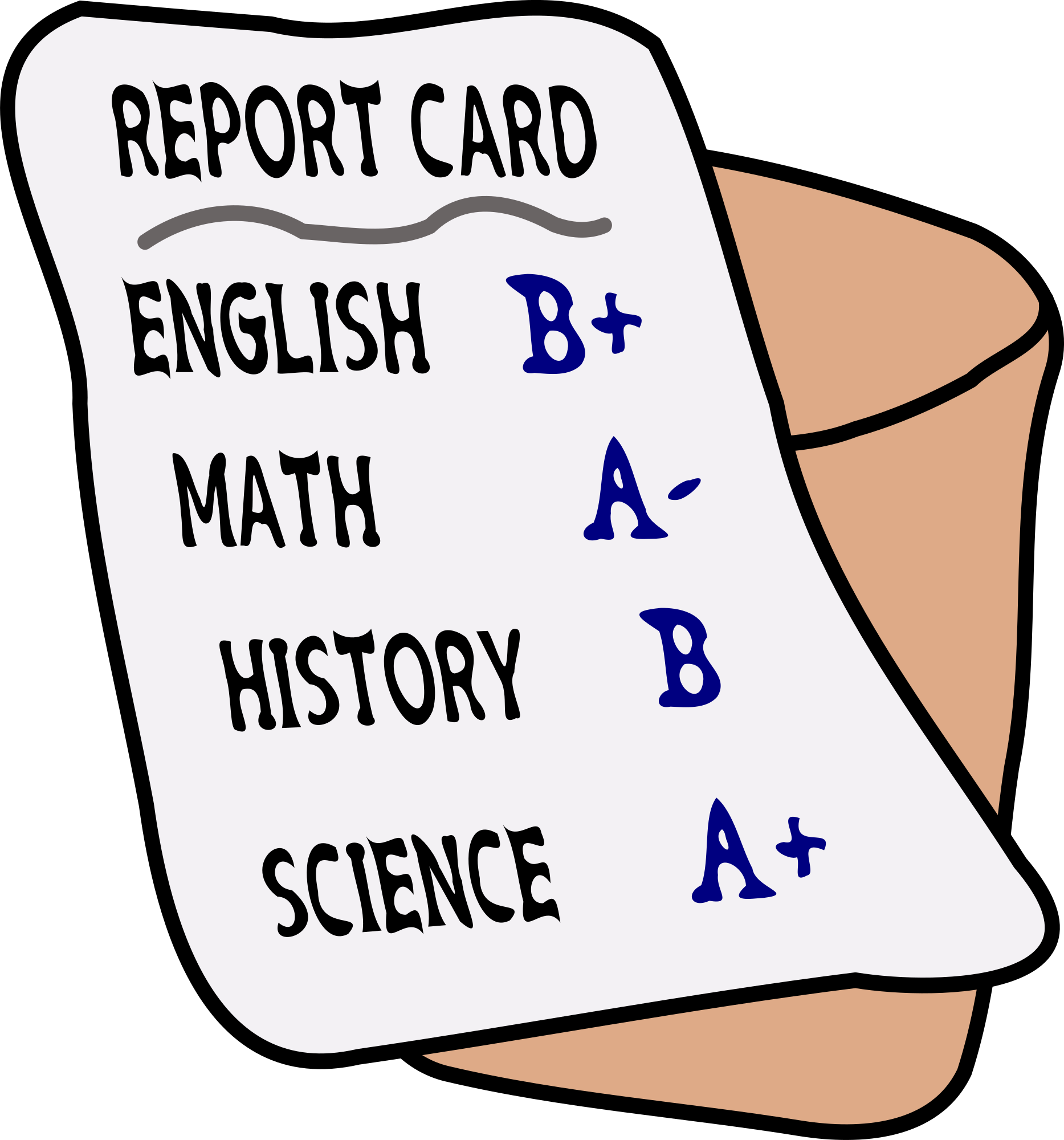 free clipart of bad report card