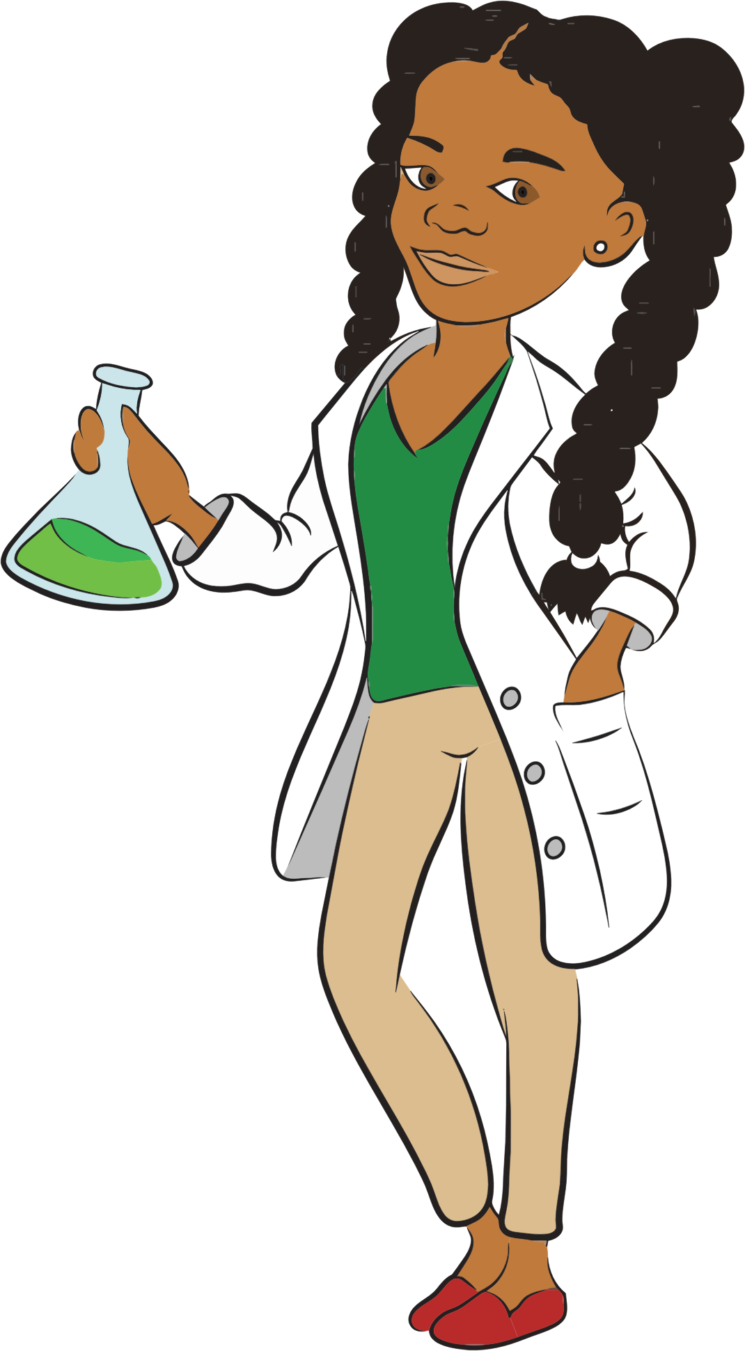 young scientist clipart in black