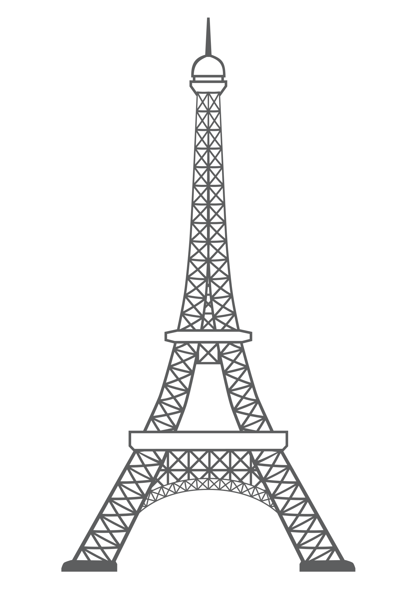 eiffel tower at night black and white drawing