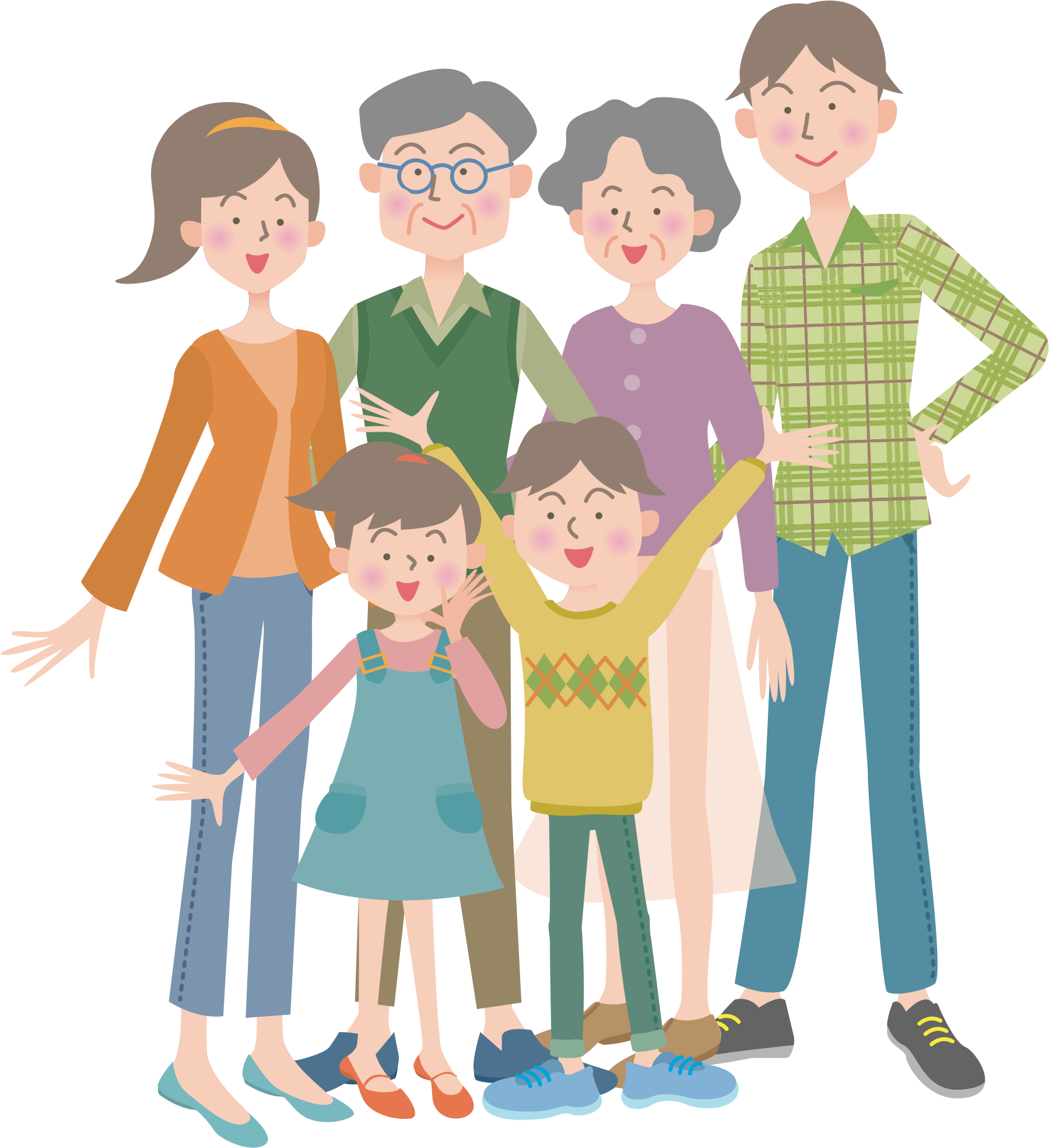 big and small family clipart of 4