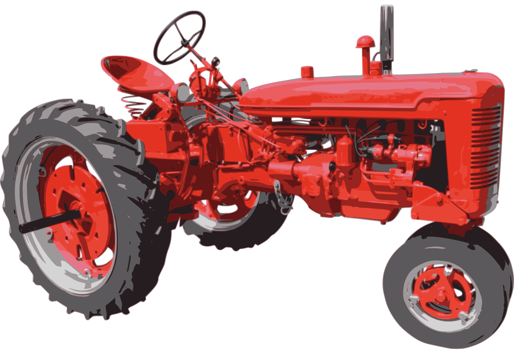 vintage red tractor clipart