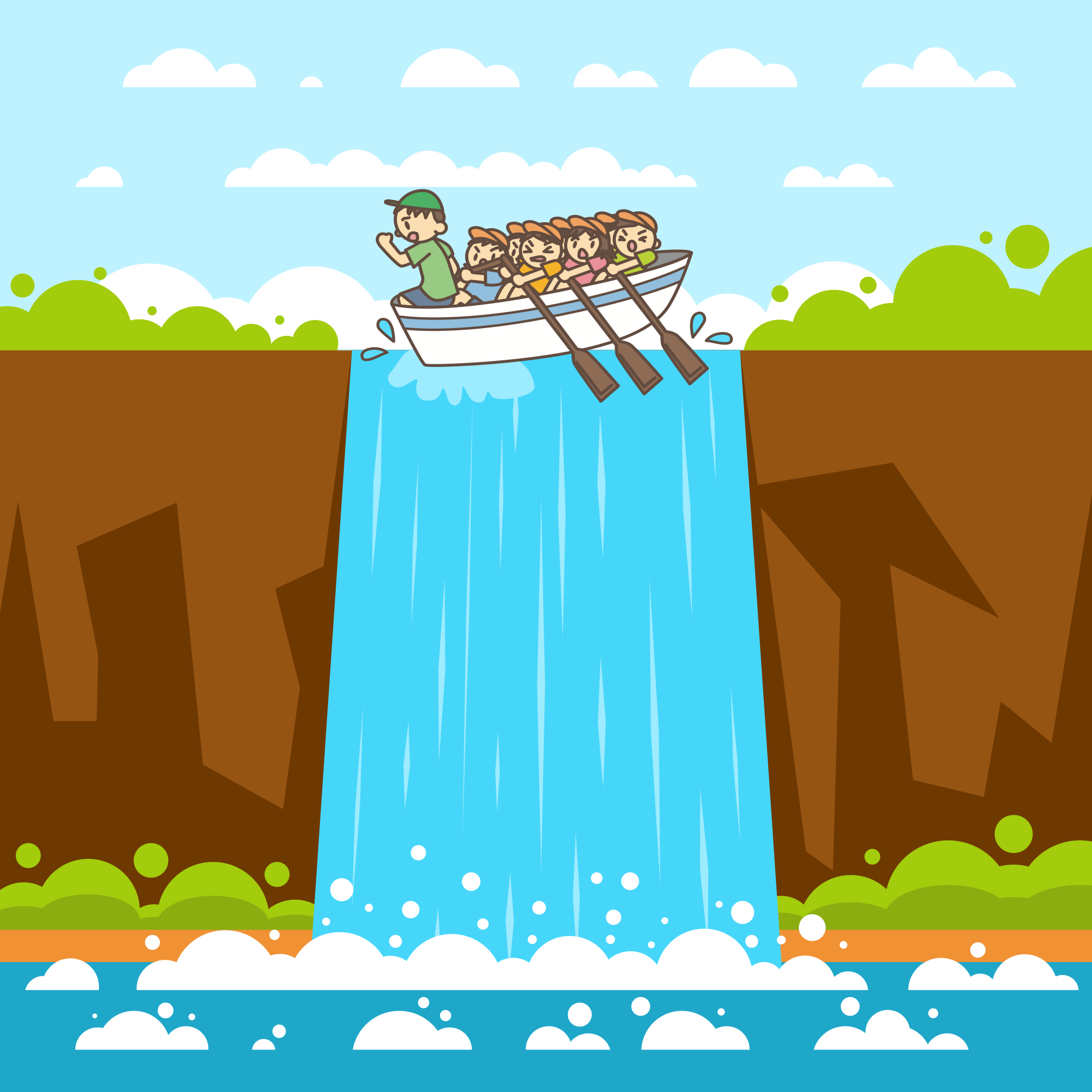 Row Boat and a Waterfall Openclipart