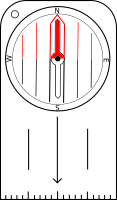 orienteering compass with rotatable housing and needle