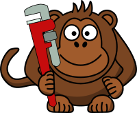 Cartoon Monkey with Wrench