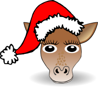 Funny Giraffe Face Cartoon with Santa Claus hat