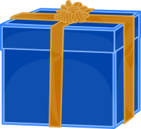 Blue gift with golden ribbon