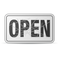 Scratched Open Sign