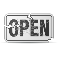 Scratched and Damaged Open Sign