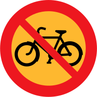 No Bicycles roadsign