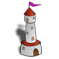 RPG map symbols: Round Tower with Flag