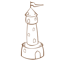 RPG map symbols Round Tower with Flag 2