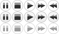 Glossy media player {normal active, focus} buttons