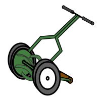 Cartoon Push Reel Lawn Mower