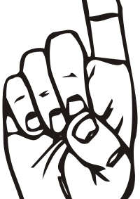 Sign language D, finger pointing