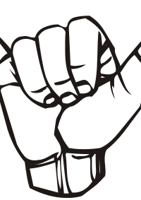 Sign language Y, hang loose