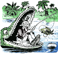 fishing in the gator's mouth
