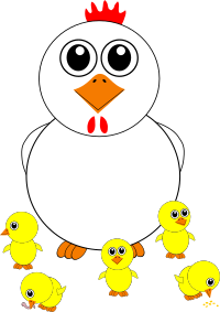 Funny Chicken and Chicks Cartoon