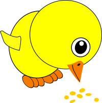 Funny Chick Eating Bird Seed Cartoon