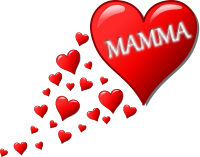 Cuore per la festa della mamma con una scia di cuoricini