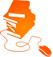 Books and Mouse Orange Silhouette