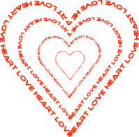 A Heart done by words outline