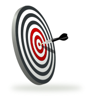 a target with a dart
