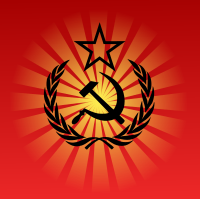 hammer and sickle in the sunset