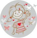 girl and flying hearts