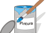 Paint tin can and brush