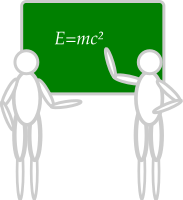 people near a blackboard